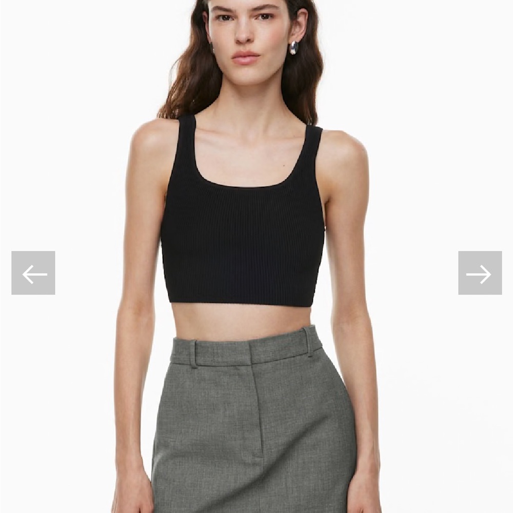Aritzia Babaton Black sculpt knot squareneck crop tank size small